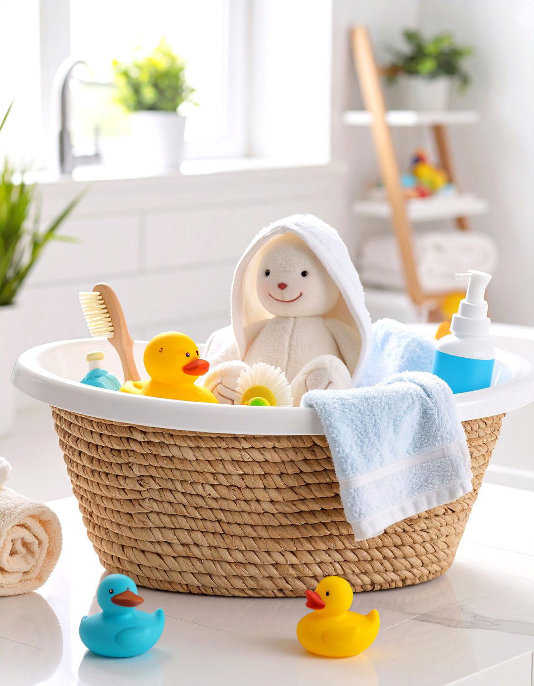 A Baby Bath Time Basket - 30 baby shower gift basket ideas