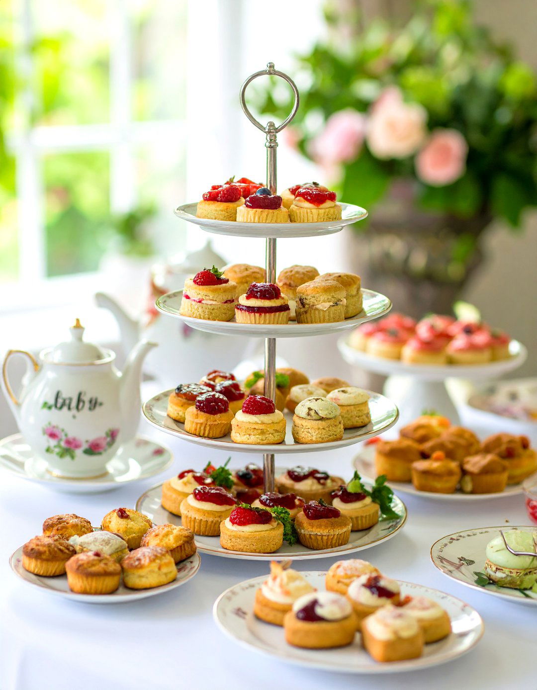 A Baby is Brewing Tea Party Spread - 30 food ideas for baby shower