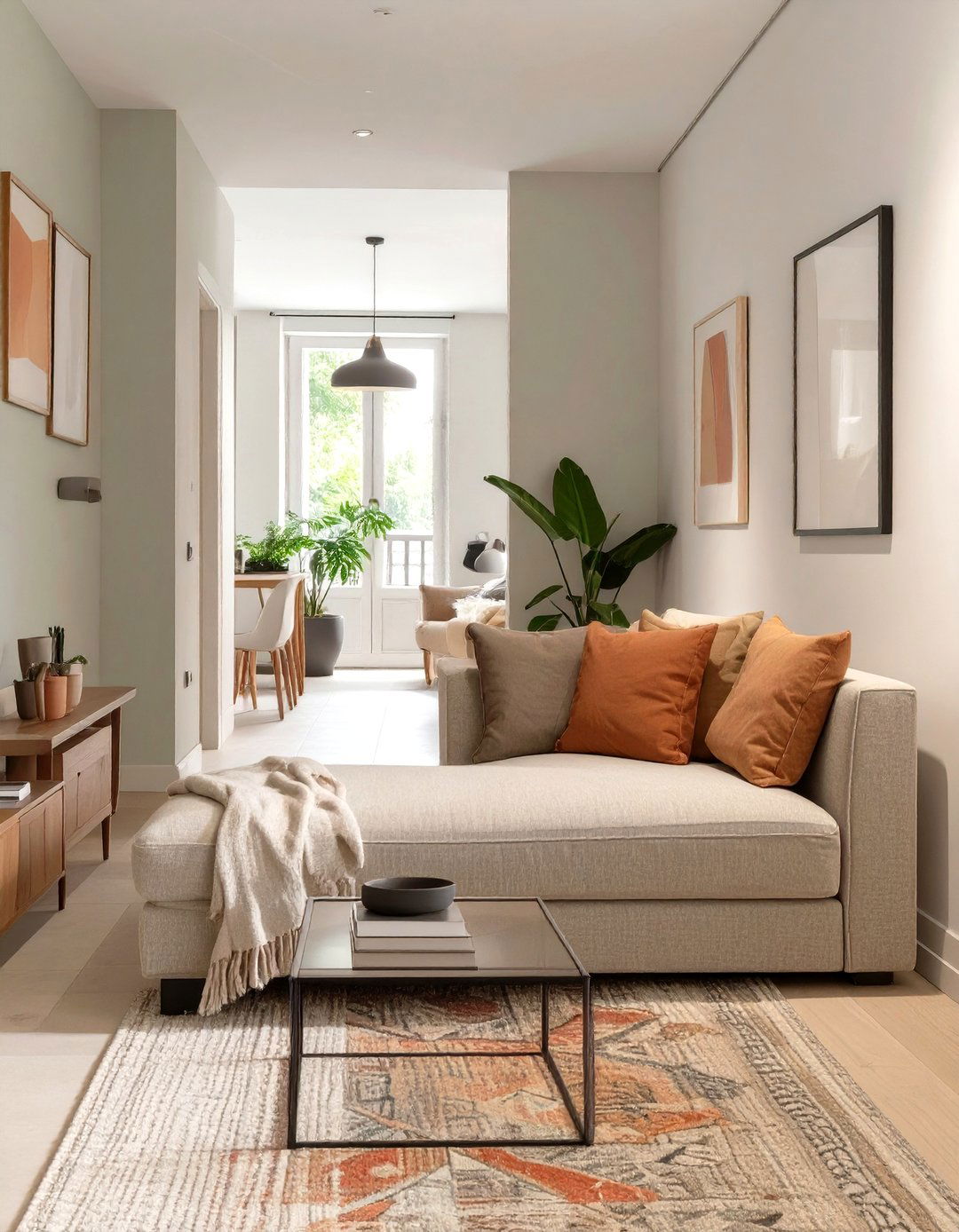 A Backless Sofa or Bench for Openness - 30 small narrow living room ideas