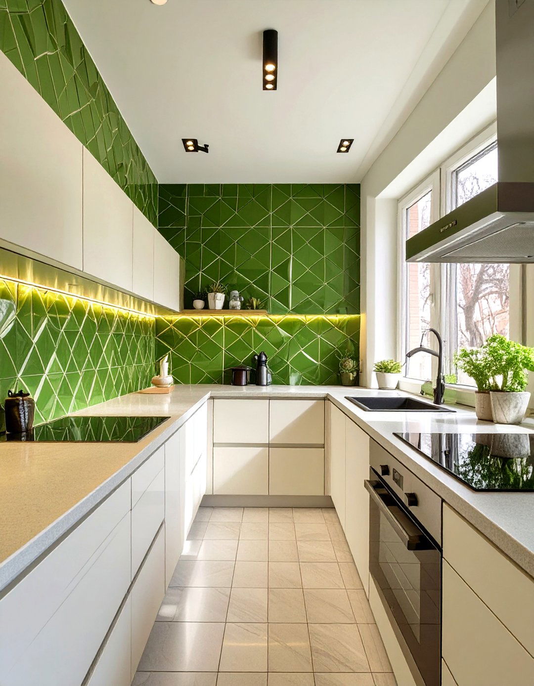 A Backsplash That Extends to the Ceiling - 30 small open kitchen design ideas