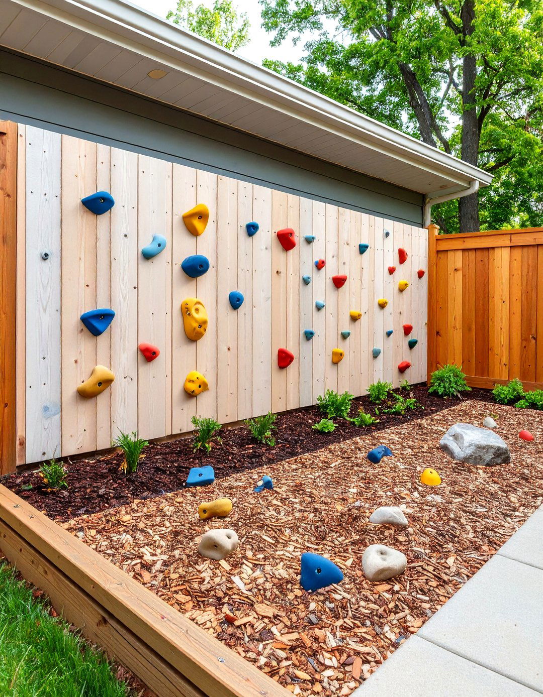 A Backyard Climbing Wall Traverse - 30 backyard ideas for kids