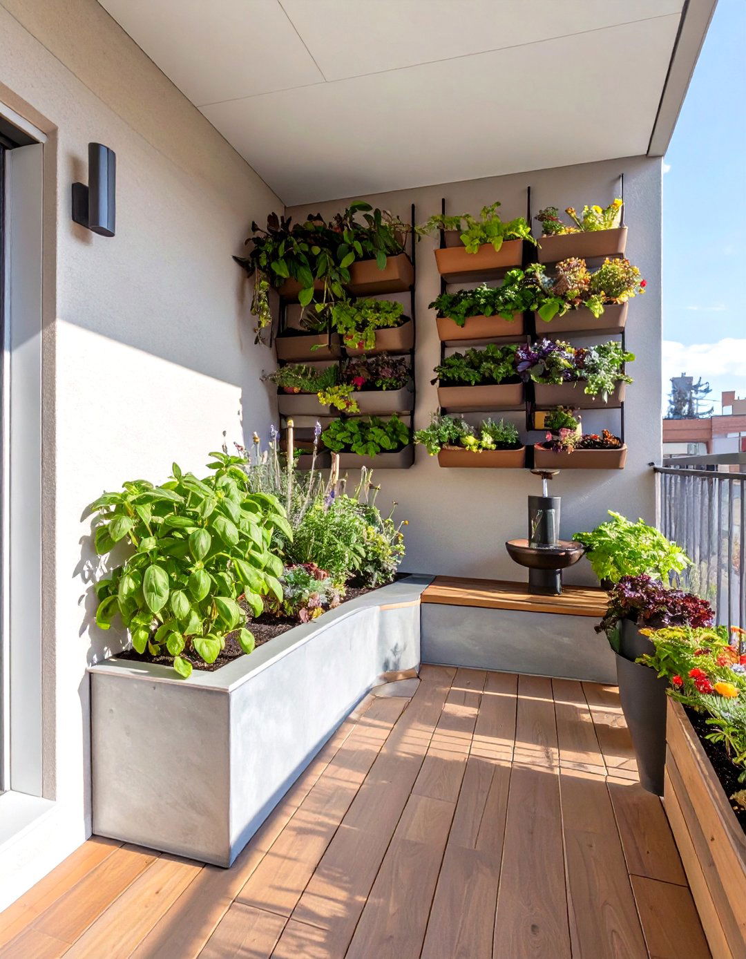 A Balcony Herb and Vegetable Garden - 30 biophilic interior design ideas