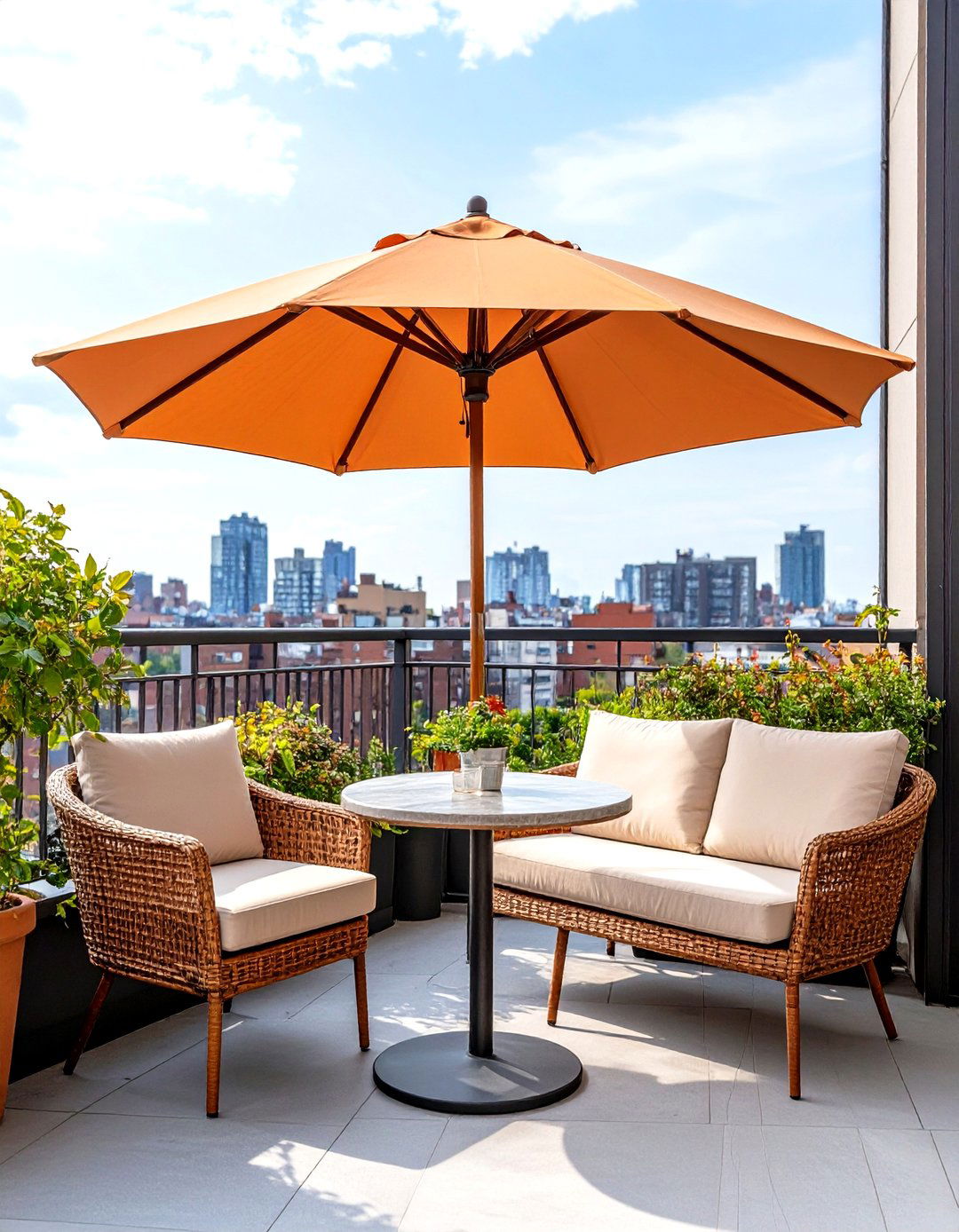 A Balcony Umbrella or Half Umbrella - 30 outdoor shade ideas