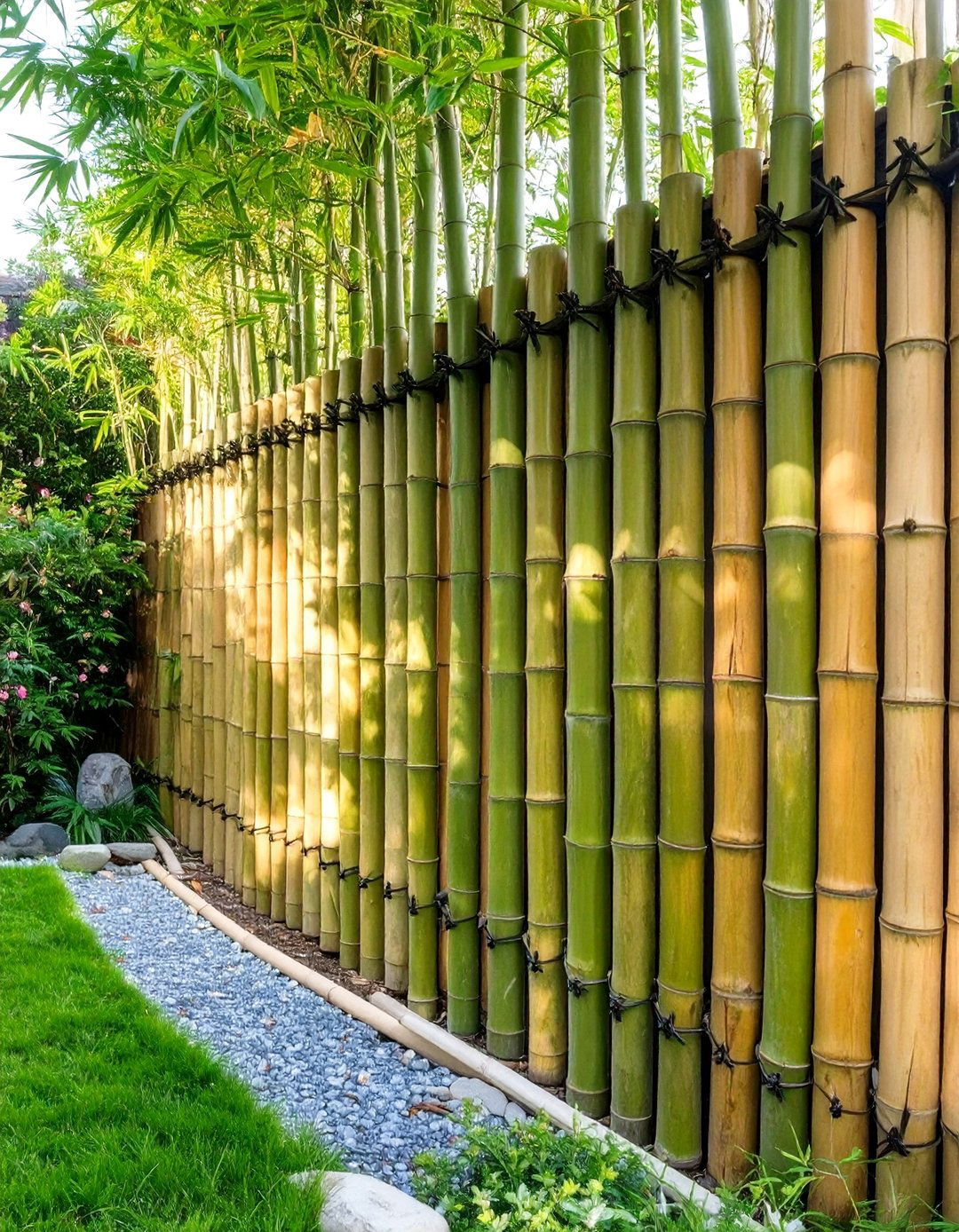 A Bamboo Privacy Screen - 30 cheap landscaping ideas