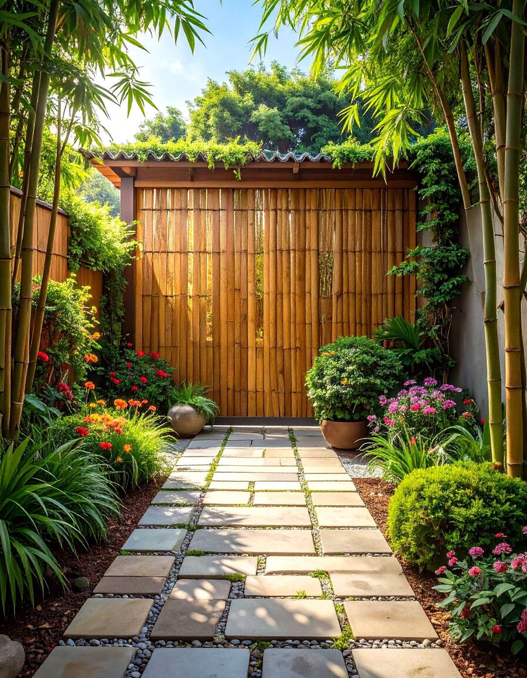 A Bamboo Screen Garden Enclosure - 30 low cost garden fence designs