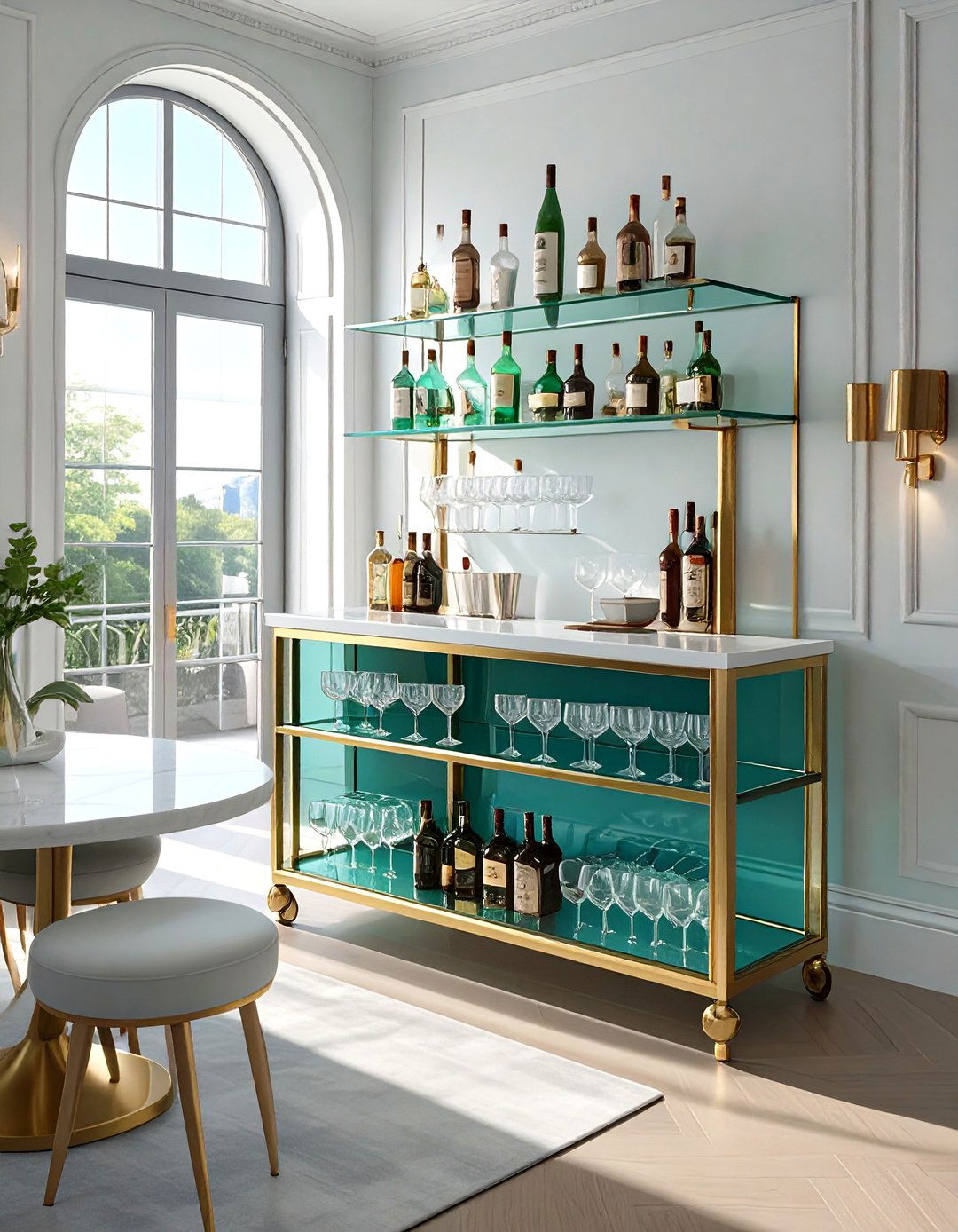 A Bar Cart for Functionality - 30 simple dining room ideas