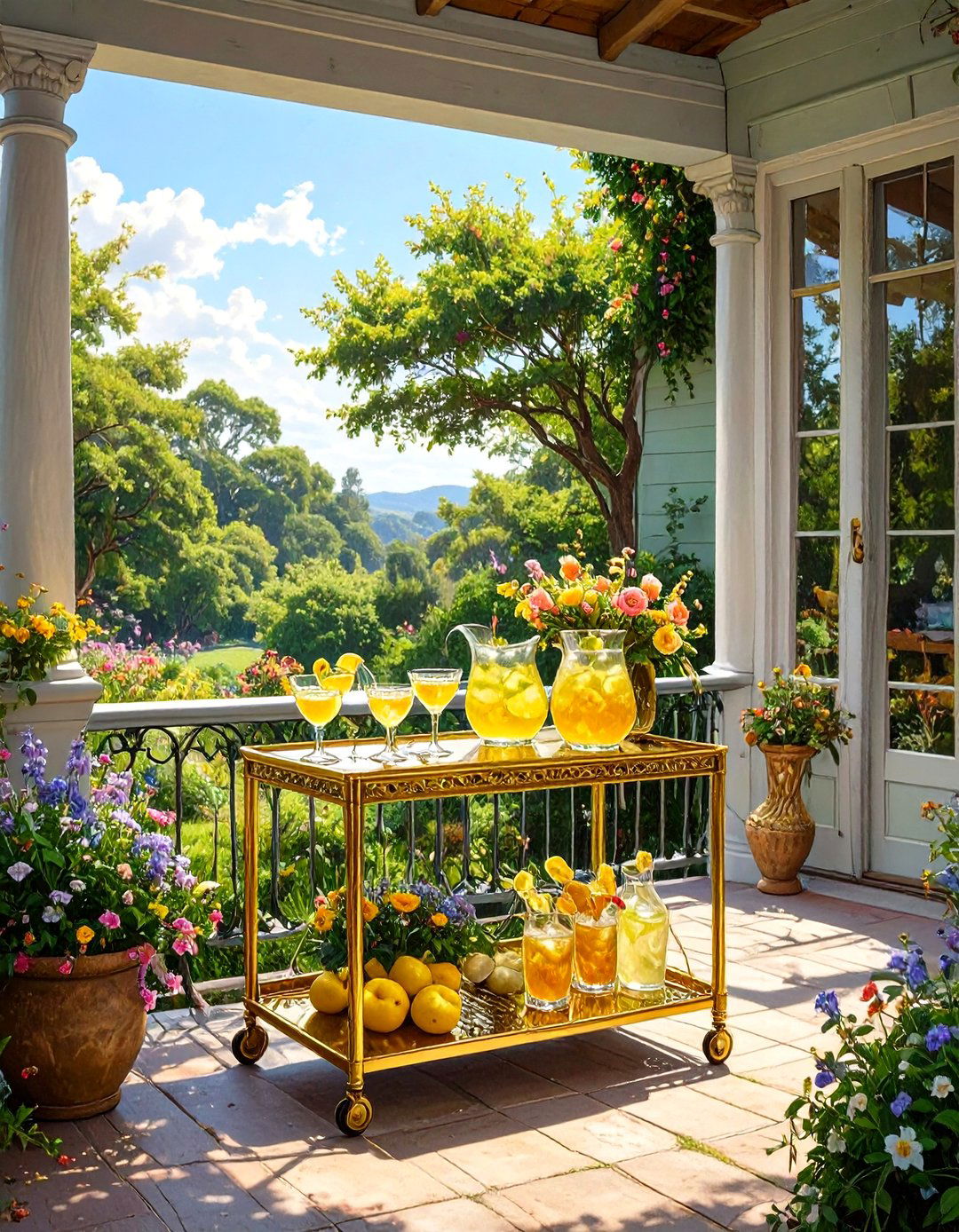 A Bar Cart on a Small Porch - 30 small porch decorating ideas
