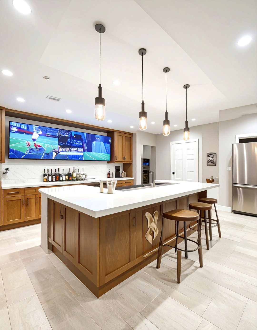 A Basement Bar for Sports Fans - 30 basement wet bar ideas