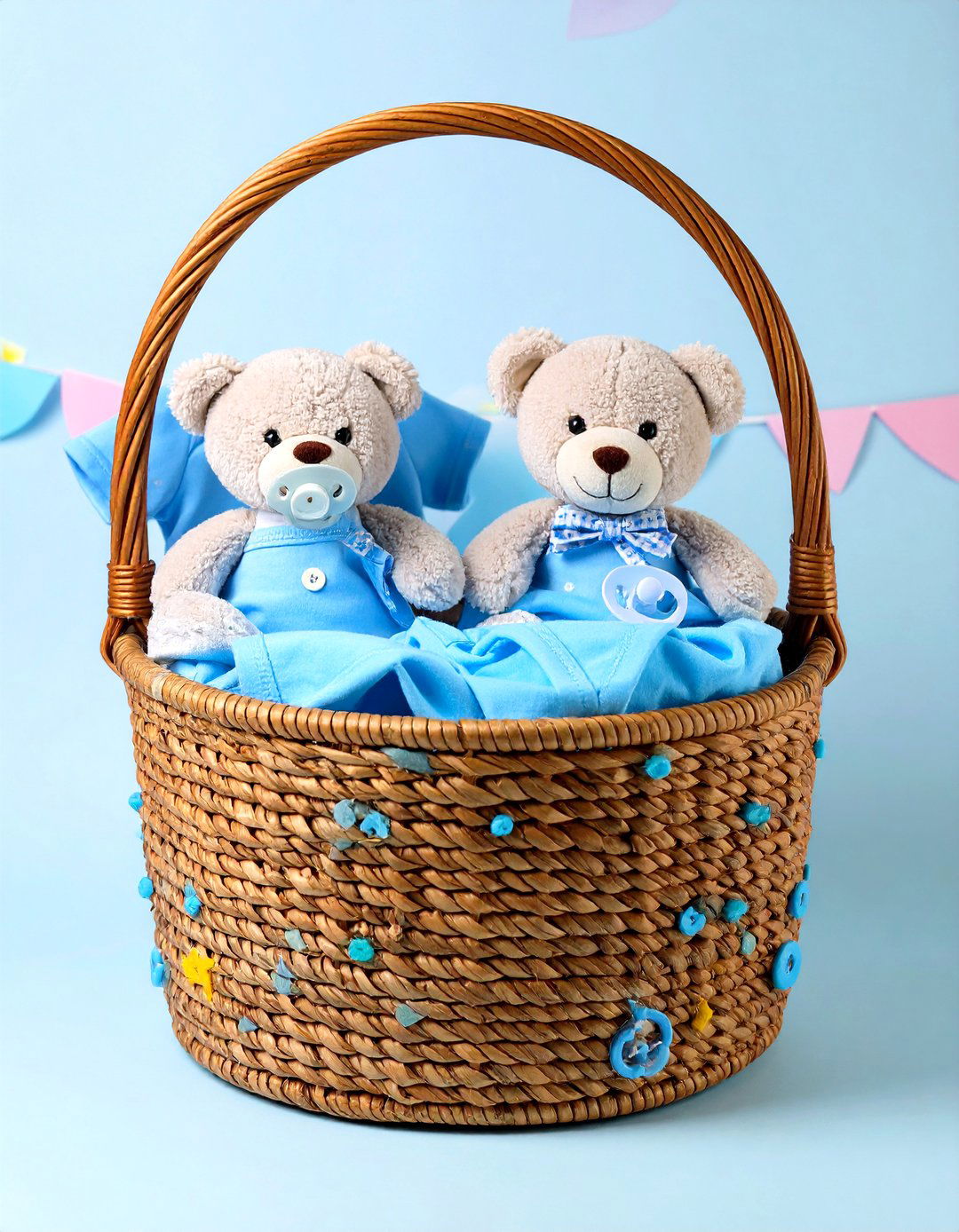 A Basket for the Twins - 30 baby shower basket ideas