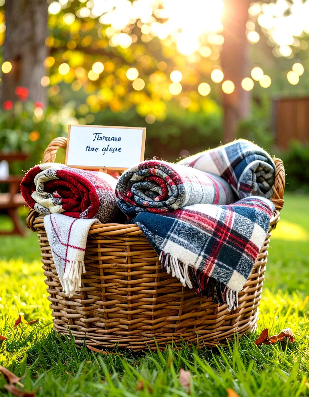 A Basket of Blankets for Evening Chills - 30 small backyard wedding ideas
