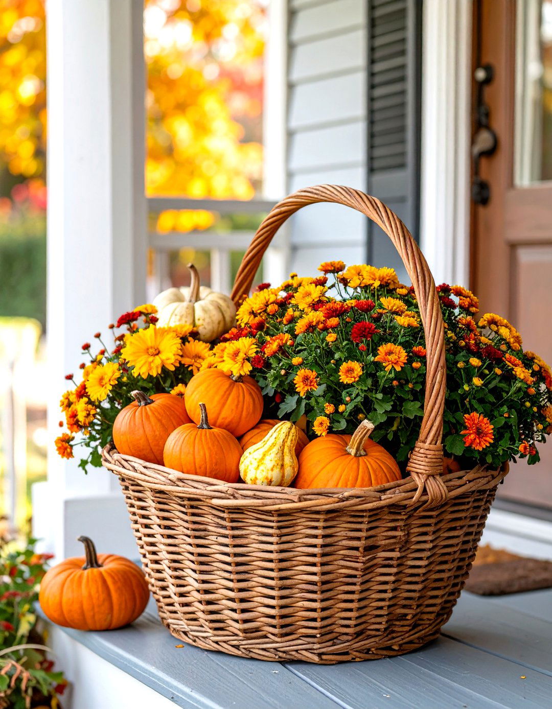 A Basket of Seasonal Naturals for a Small Front Porch - 30 small front porch ideas on a budget