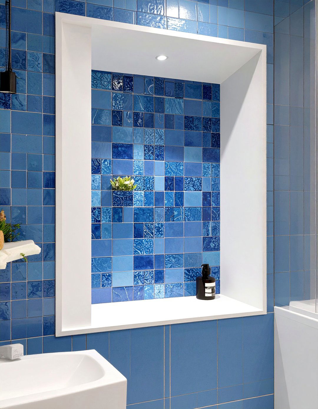 A Bathroom Niche within a Feature Wall - 30 bathroom niche ideas