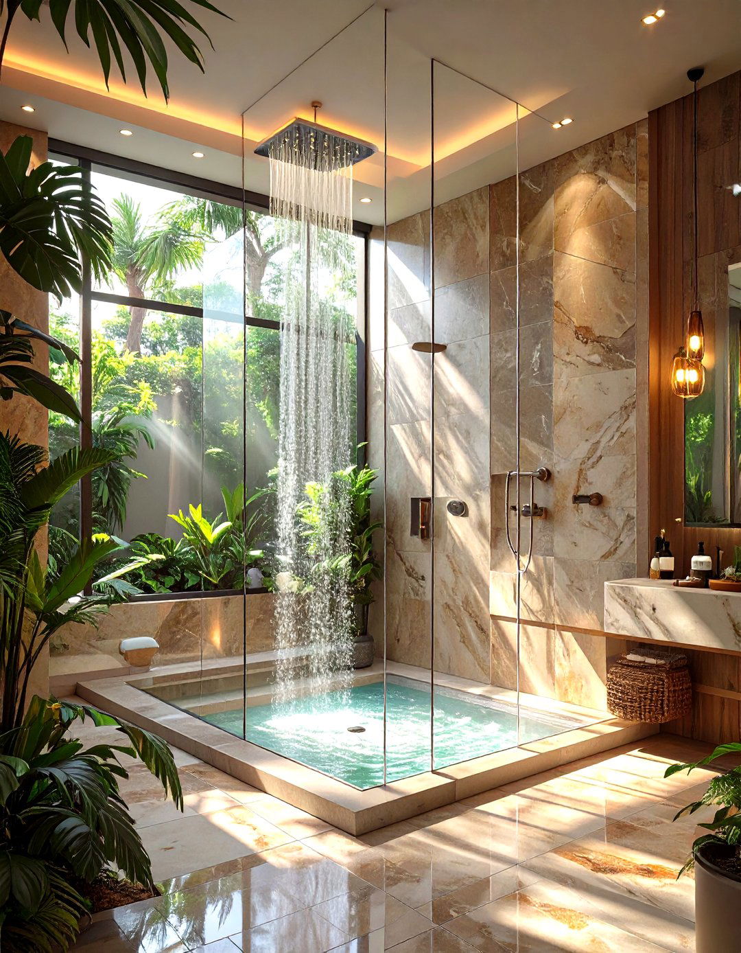 A Bathroom With a Central Shower Enclosure - 30 master bathroom layout ideas