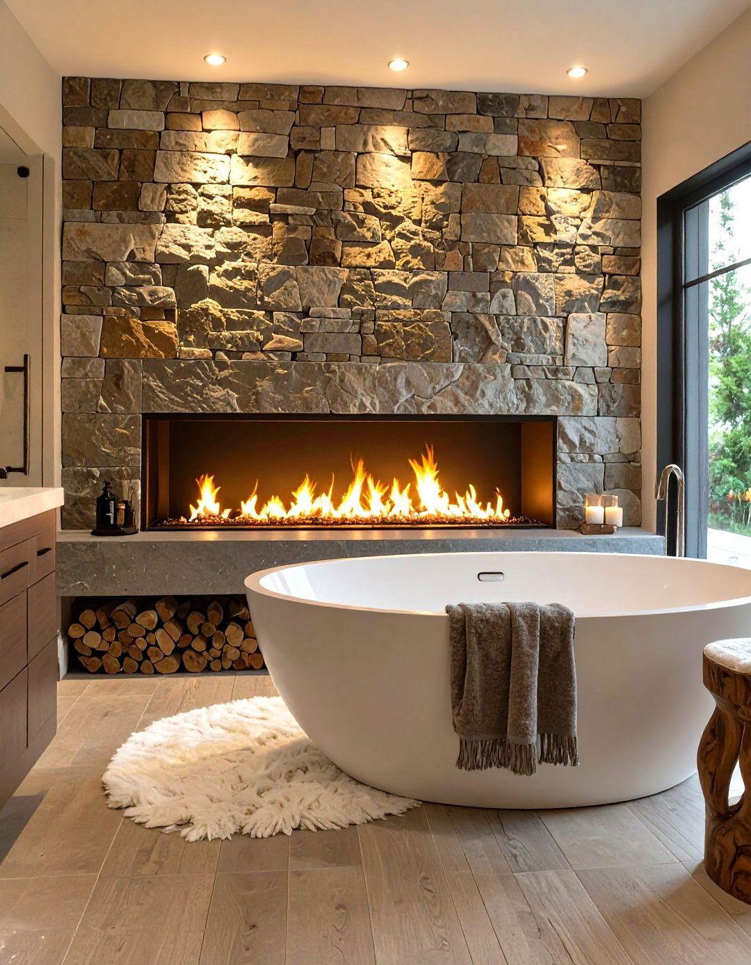 A Bathroom With a Fireplace Feature - 30 master bathroom layout ideas