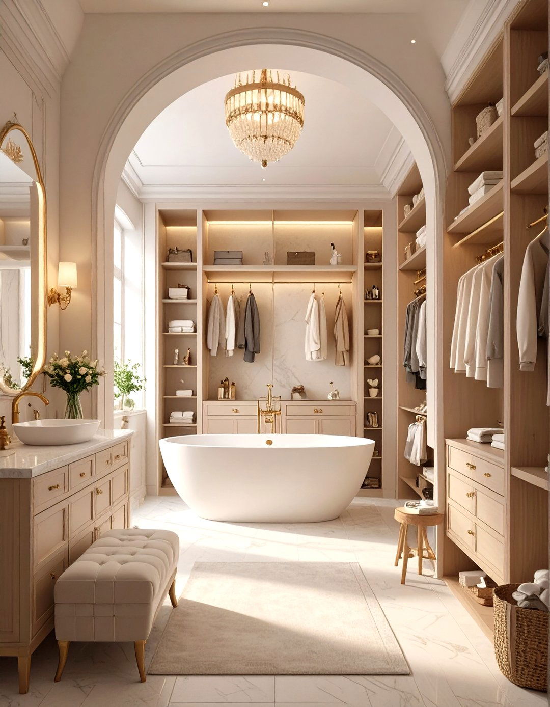 A Bathroom With an Integrated Dressing Room - 30 master bathroom layout ideas