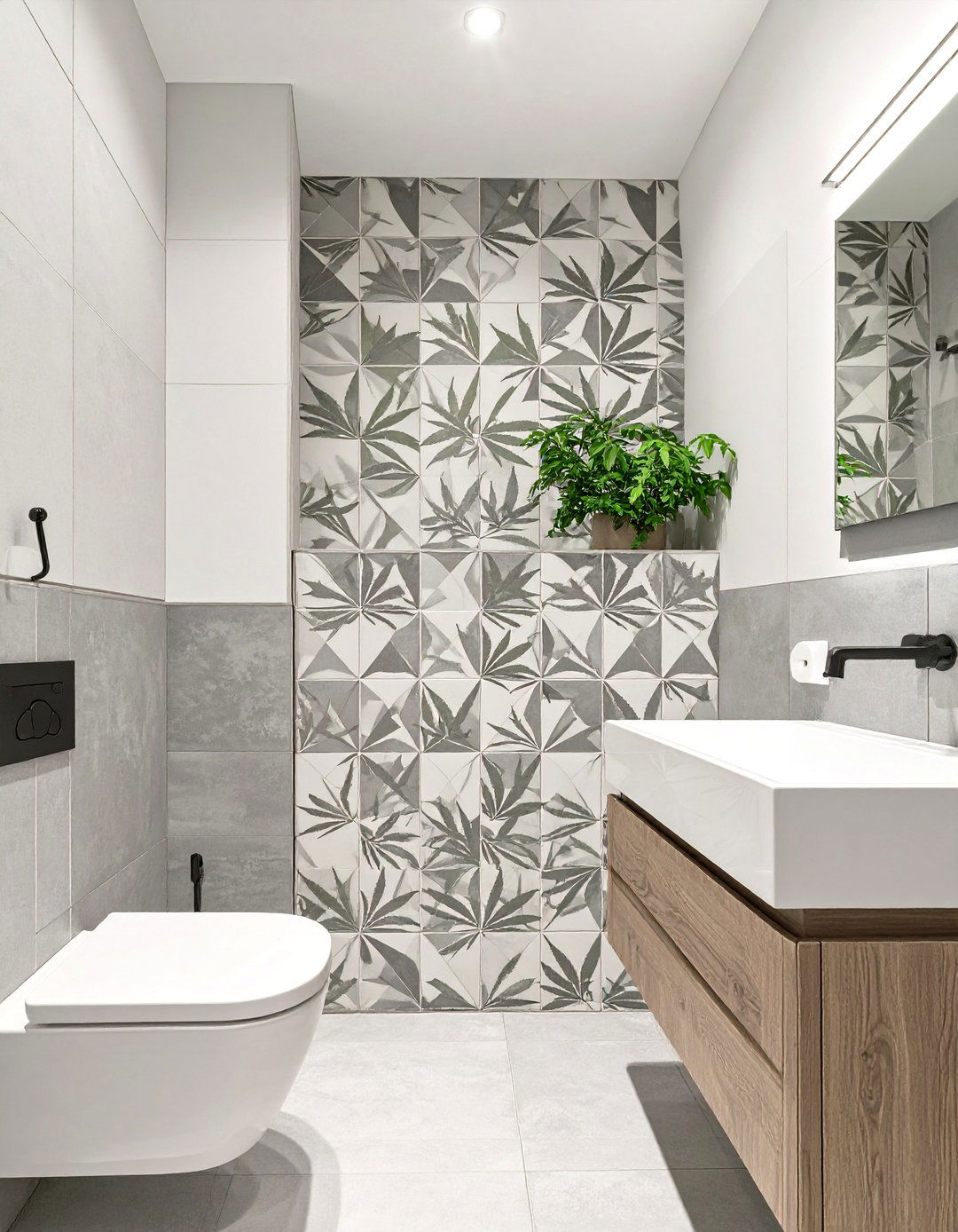 A Bathroom with Asanoha Pattern Tiles - 30 japan bathroom design ideas