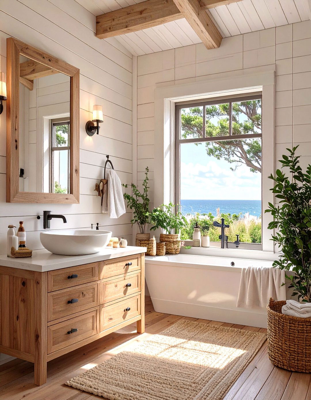 A Bathroom with Shiplap Walls - 30 cape cod interior design ideas
