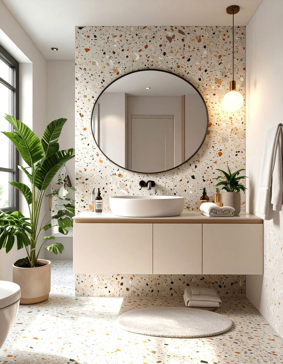 A Bathroom with Terrazzo Floors and Walls - 30 nordic interior design ideas