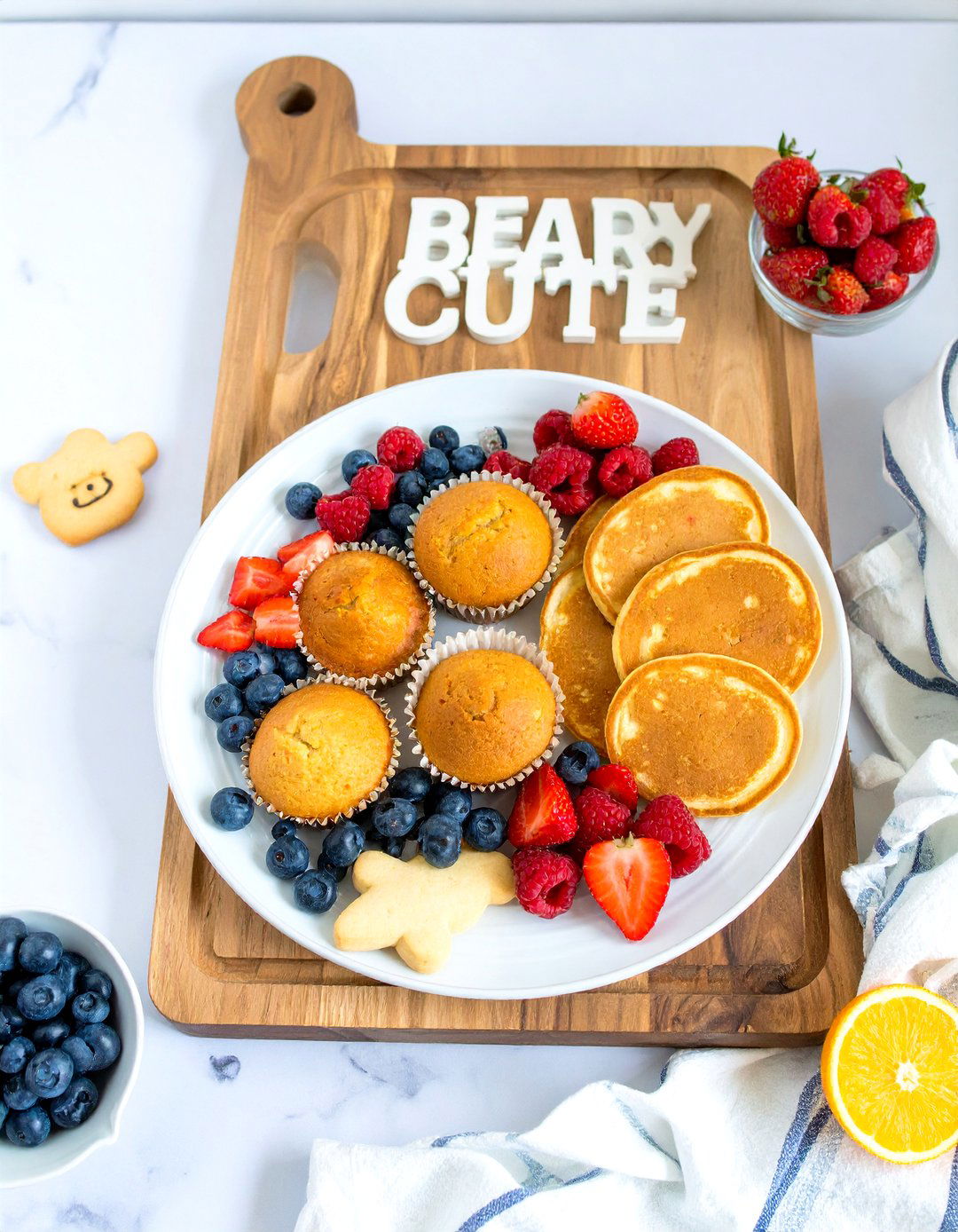A Beary Cute Breakfast Board - 30 baby shower food ideas boy
