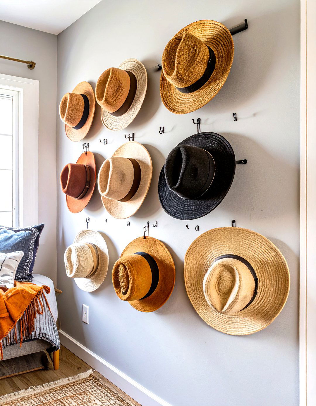 A Bedroom Displaying a Collection of Hats on the Wall - 30 teenage girl girls bedroom ideas