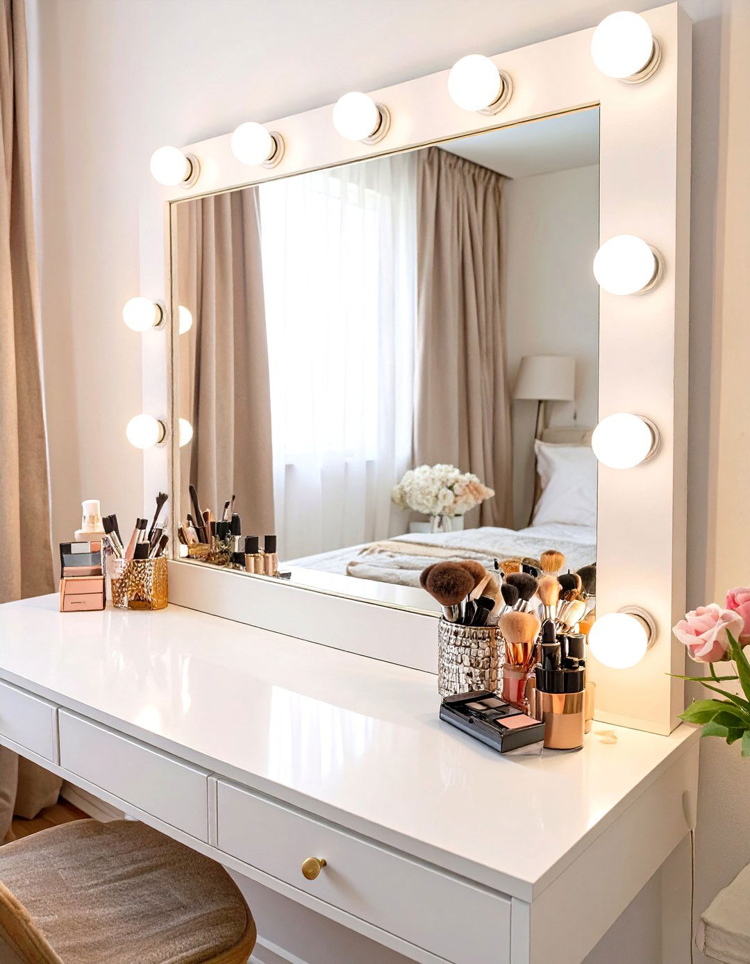 A Bedroom Featuring a Hollywood Style Vanity Mirror - 30 teenage girl girls bedroom ideas