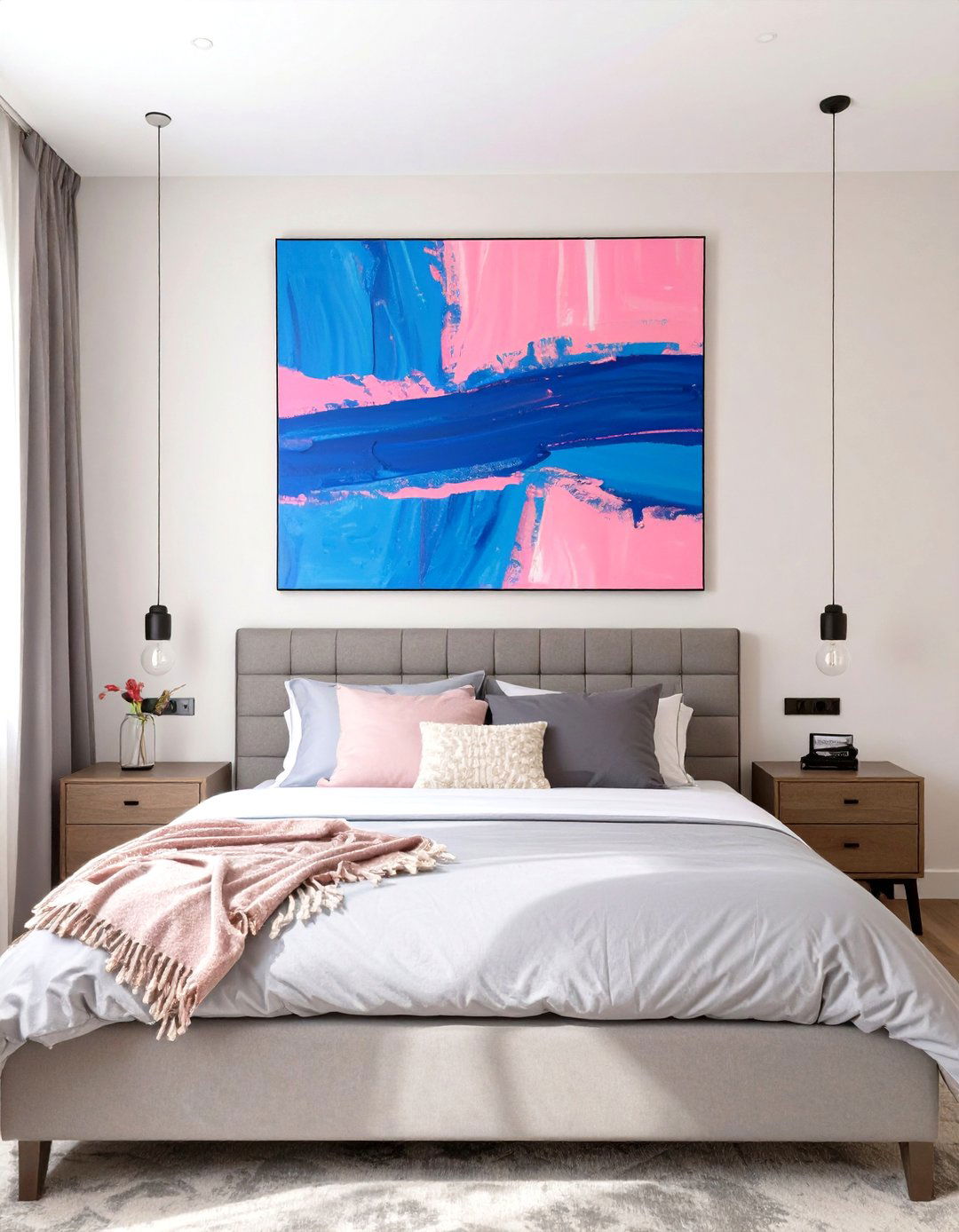 A Bedroom Featuring a Large Statement Art Piece - 30 teen girls bedroom ideas