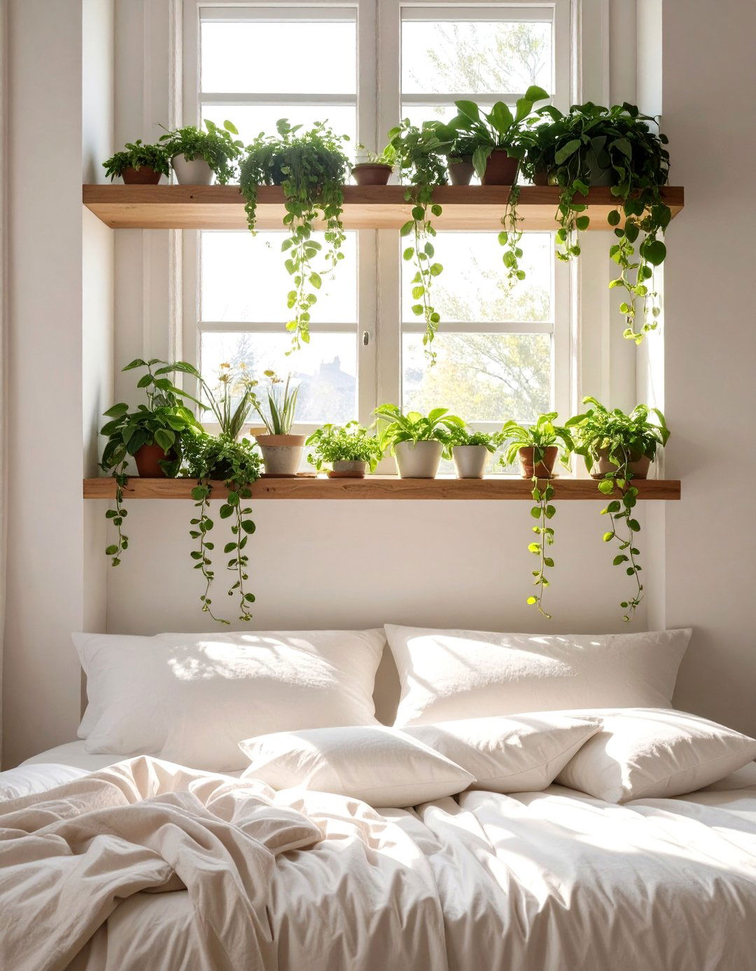 A Bedroom Shelf Above the Window - 30 bedroom shelf ideas