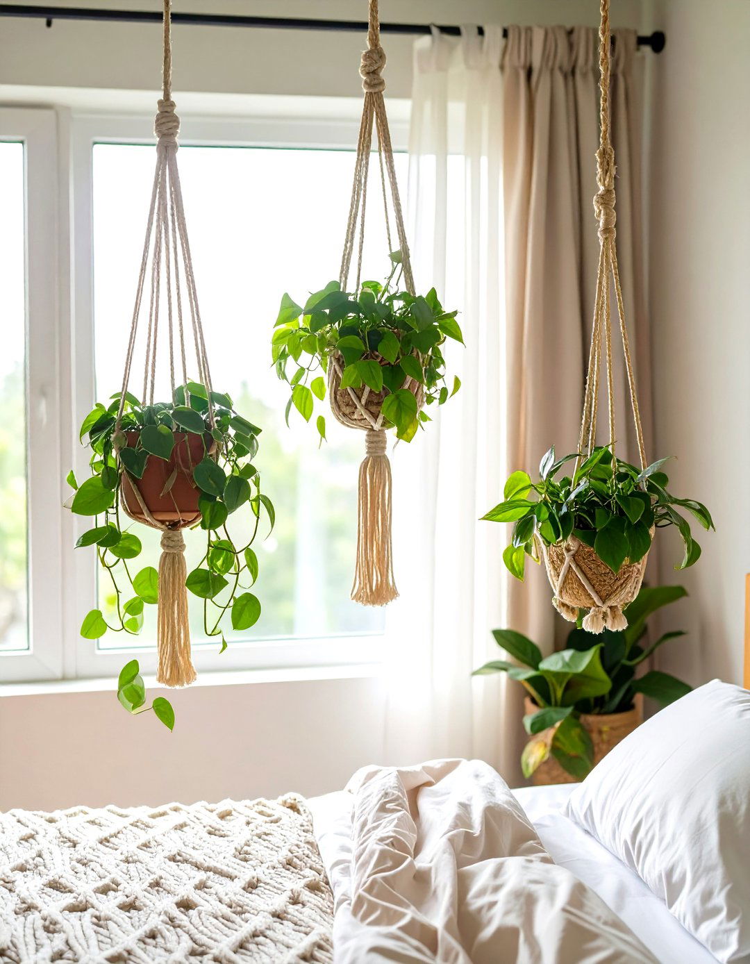 A Bedroom Showcasing a Hanging Plant Collection - 30 teenage girl girls bedroom ideas