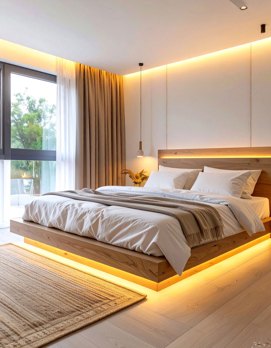 A Bedroom with Circadian Rhythm Lighting - 30 biophilic interior design ideas