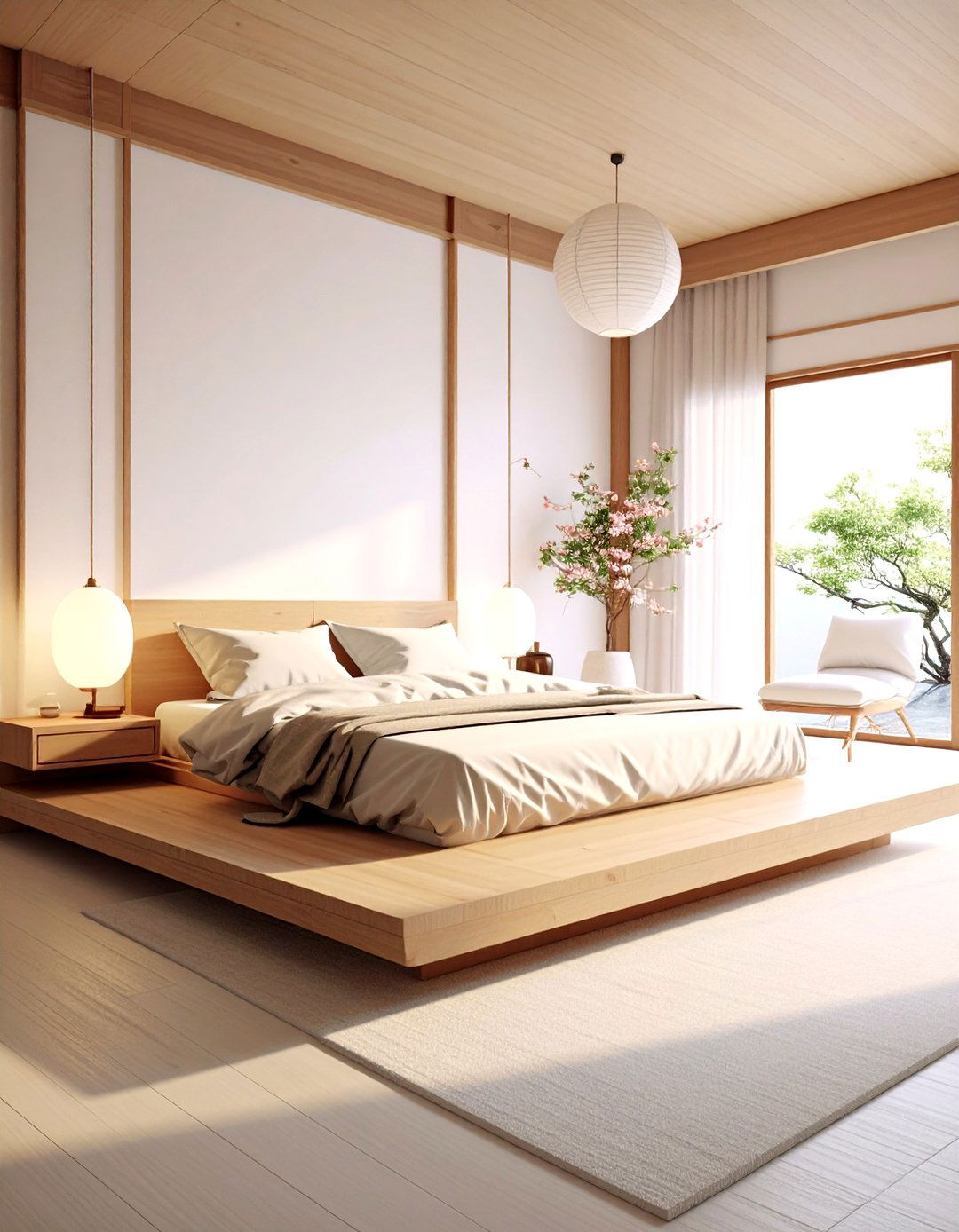 A Bedroom with Floating Furniture - 30 japanese bedroom design ideas