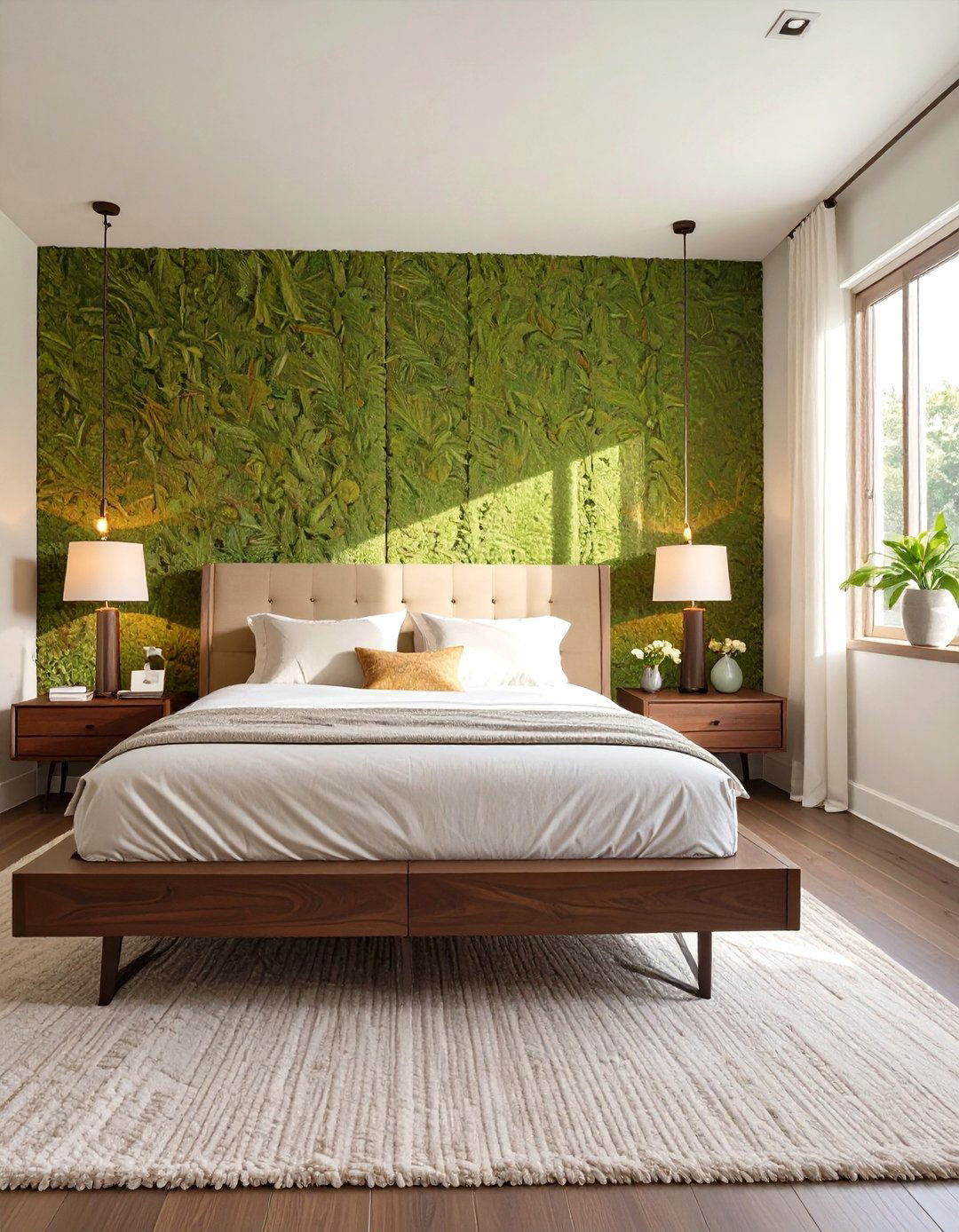 A Bedroom with Grasscloth Wallpaper - 30 mcm interior design ideas