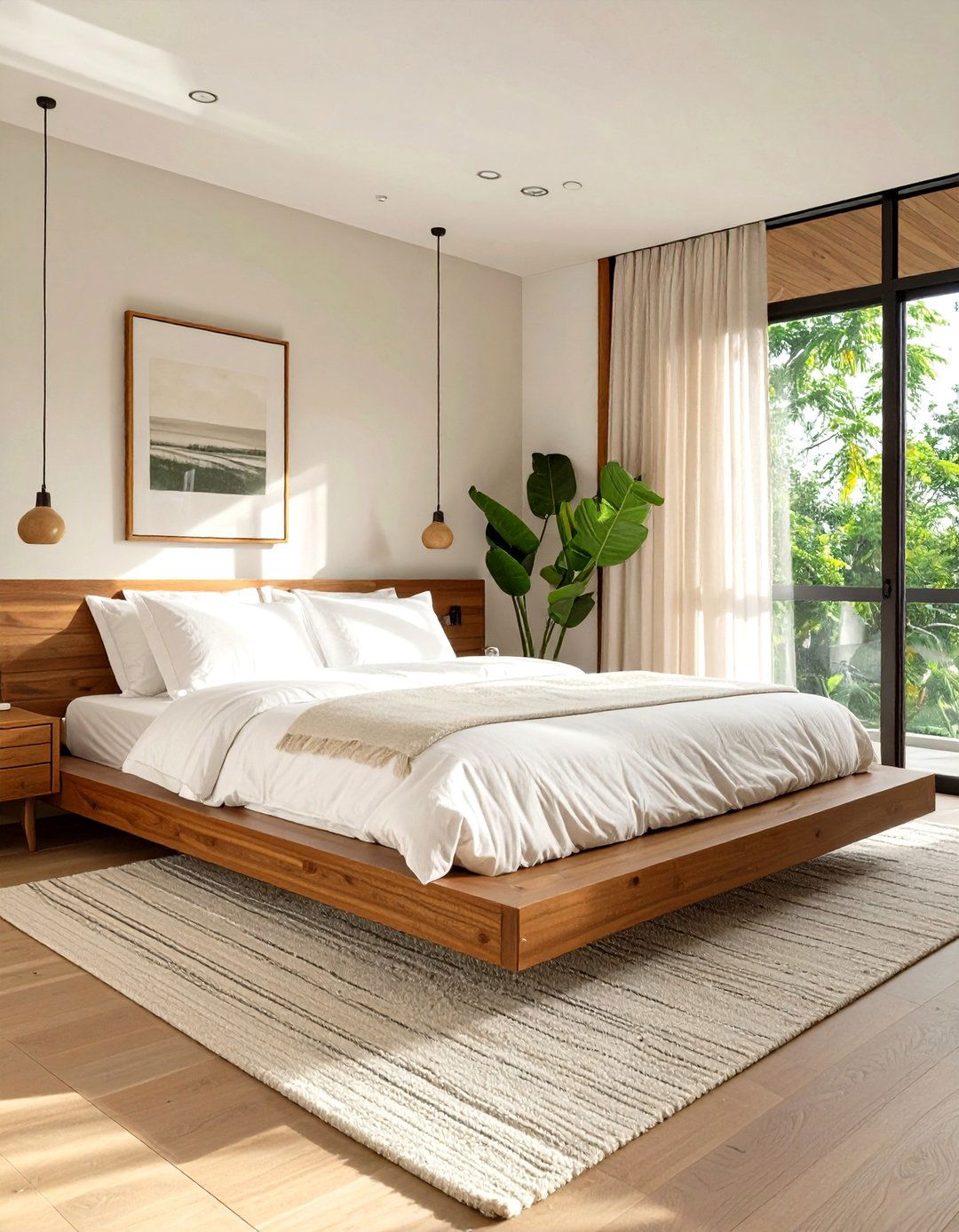 A Bedroom with Low Profile Platform Bed - 30 mid century modern bedroom ideas