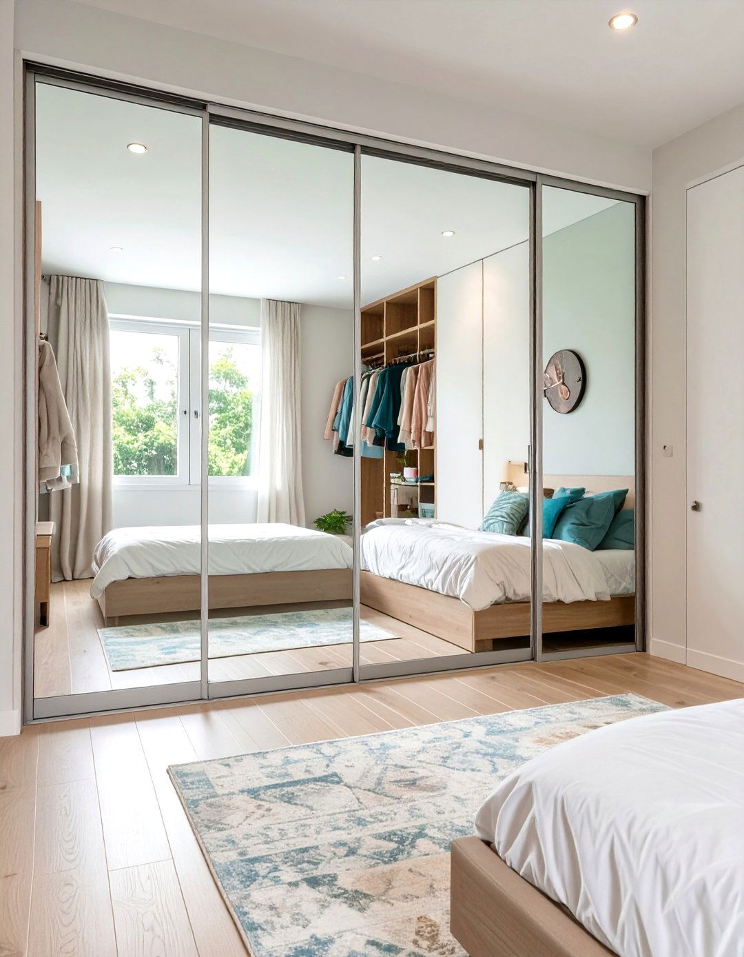 A Bedroom with Mirrored Closet Doors - 30 teenage girl girls bedroom ideas