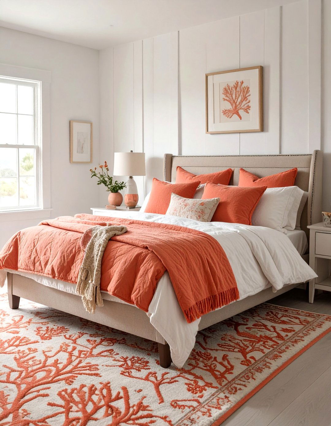 A Bedroom with Touches of Coral - 30 cape cod interior design ideas
