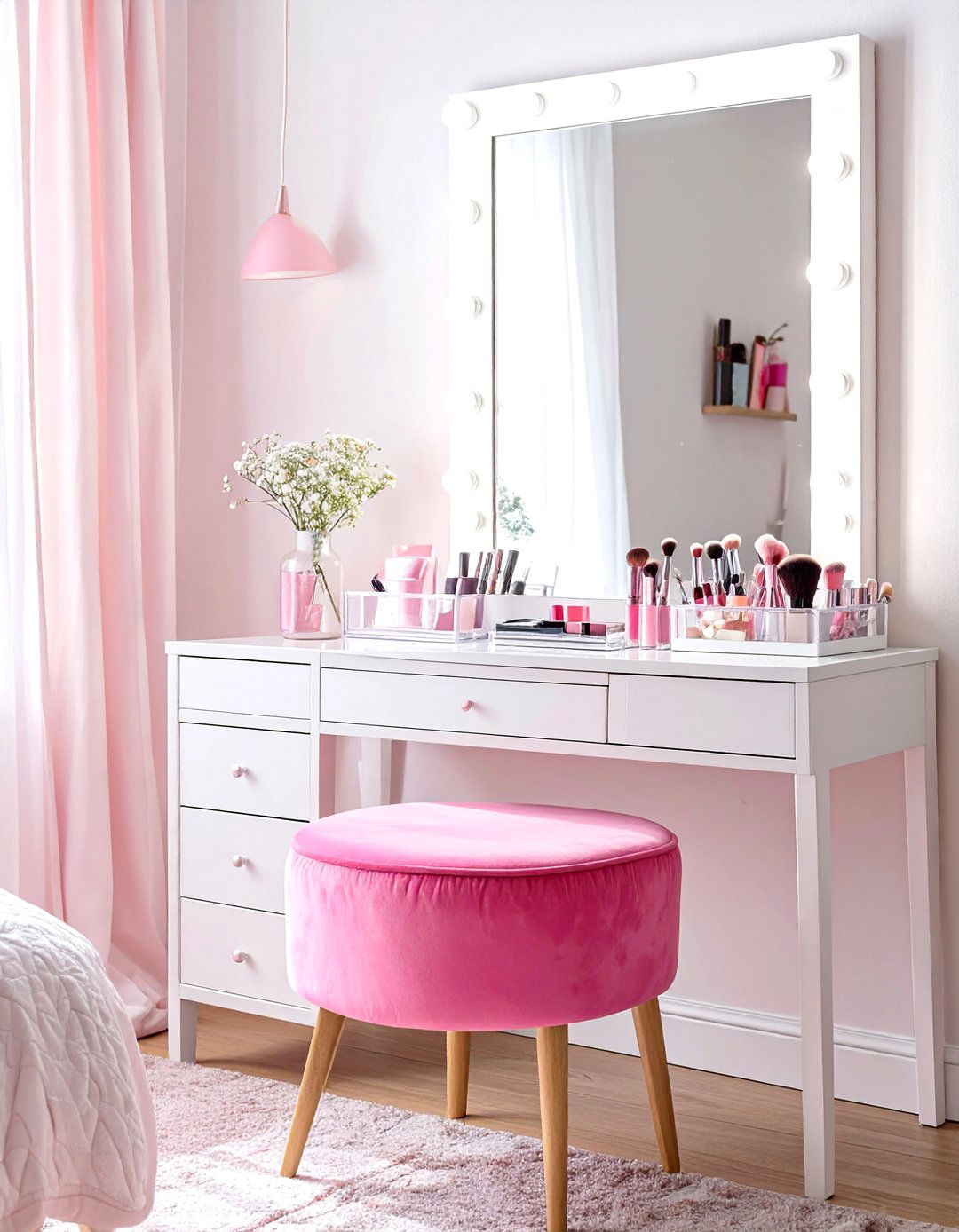 A Bedroom with a Dedicated Vanity and Makeup Station - 30 teen girls bedroom ideas