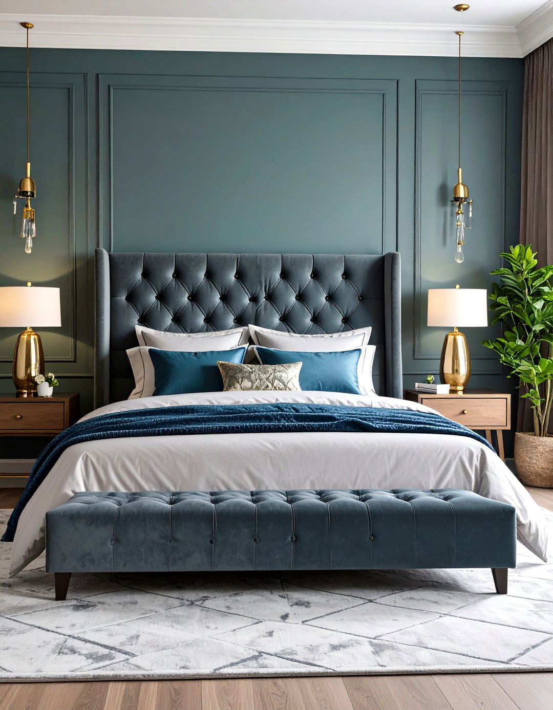 A Bedroom with a Plush Headboard - 30 relaxing bedroom ideas