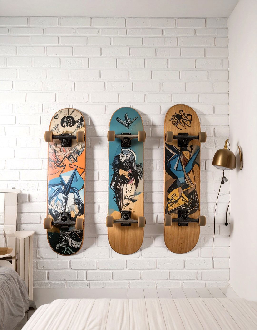 A Bedroom with a Skateboard Wall Mount Display - 30 teenage girl girls bedroom ideas