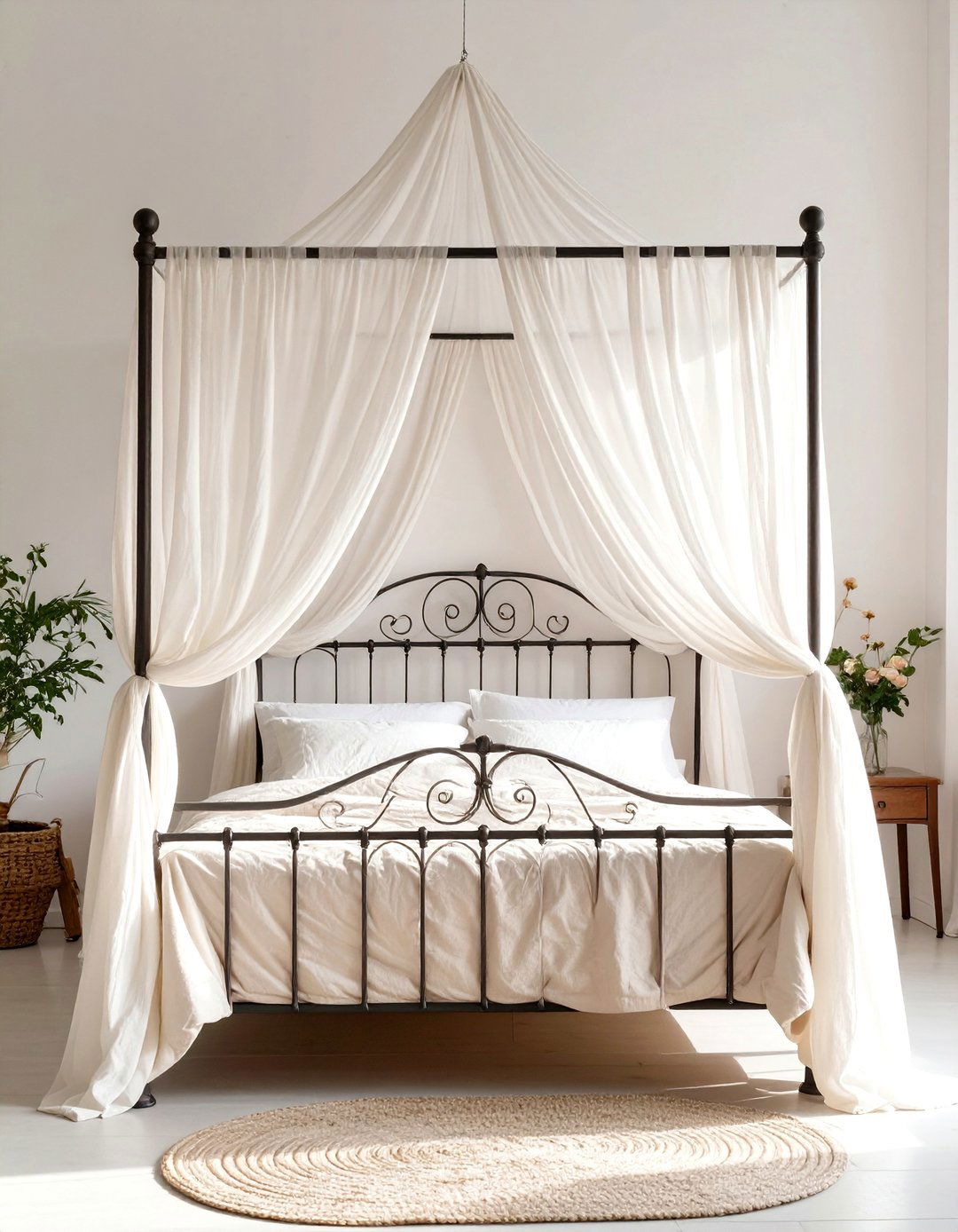 A Bedroom with a Textile Canopy Bed - 30 mexican house design ideas
