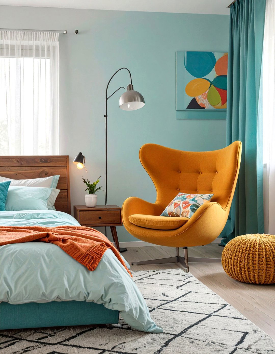A Bedroom with an Iconic Statement Chair - 30 mid century modern bedroom ideas