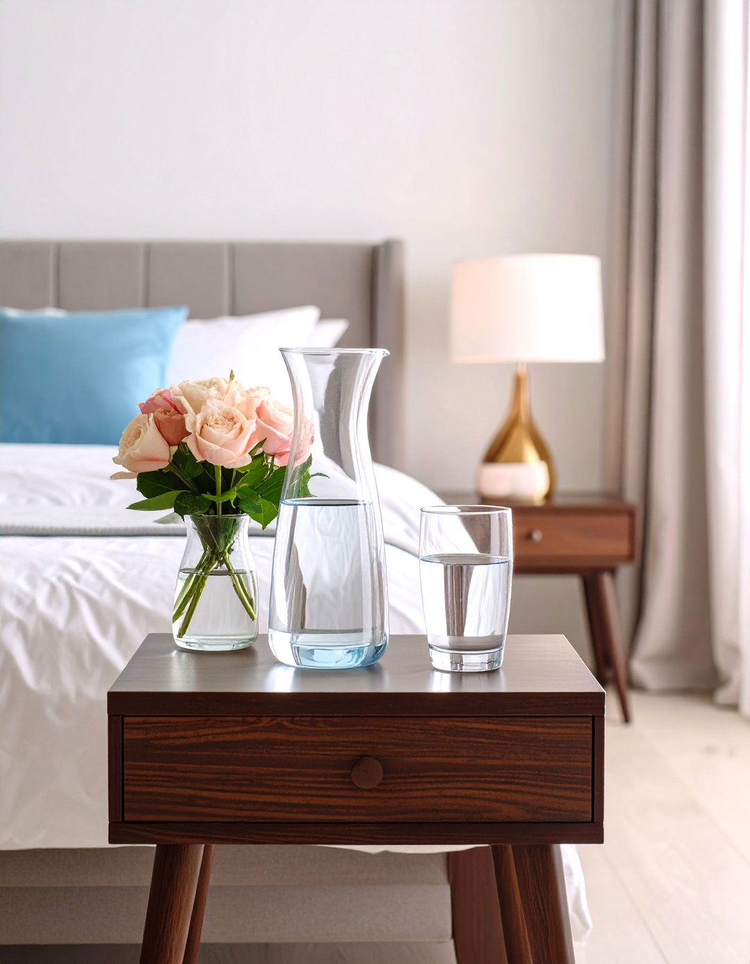 A Bedside Carafe for Water - 30 romantic bedroom ideas