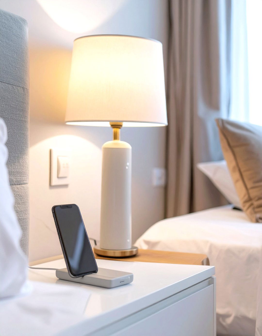 A Bedside Lamp with a USB Port - 30 small guest bedroom ideas on a budget