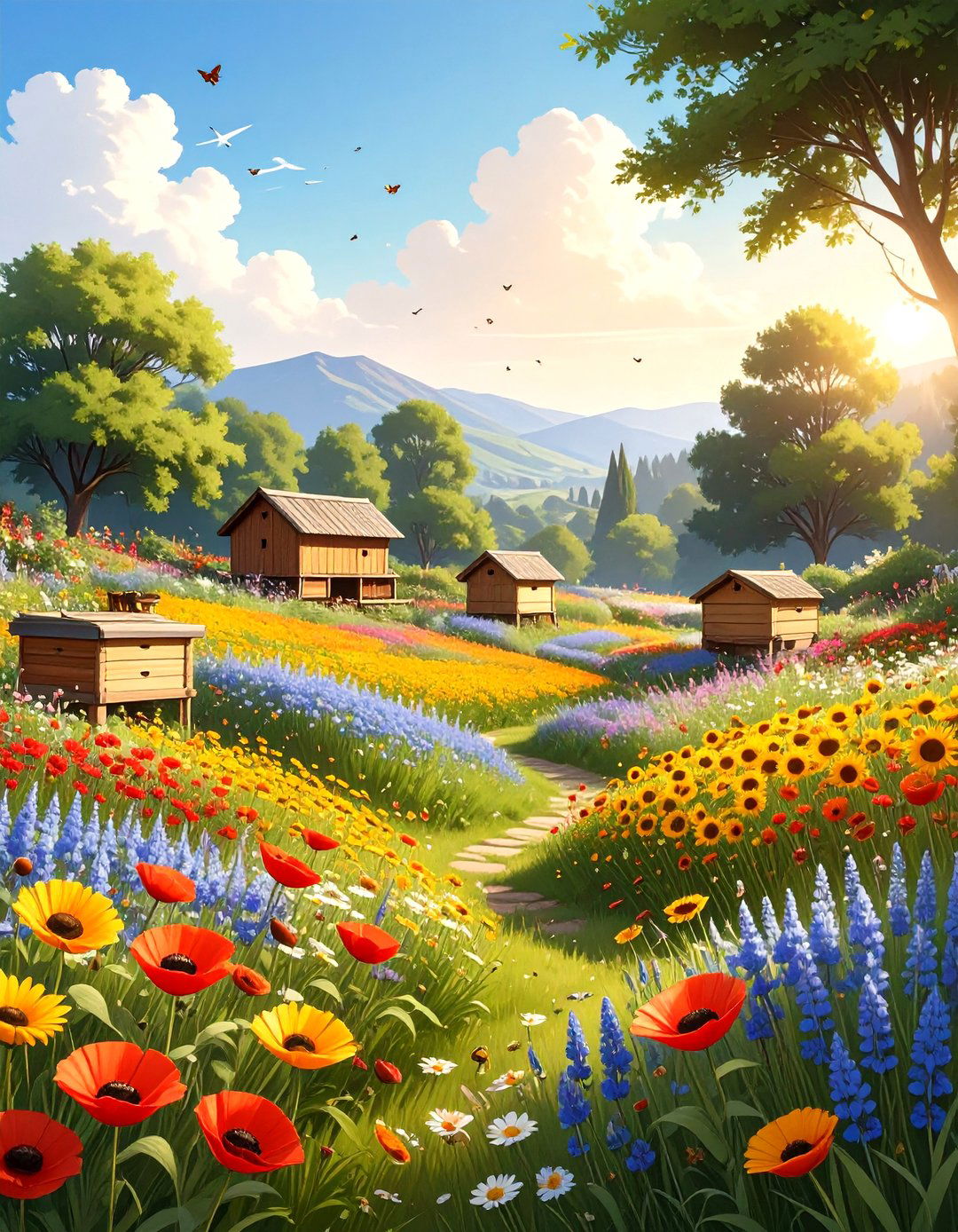A Bee Friendly Flower Garden - 30 minecraft garden ideas