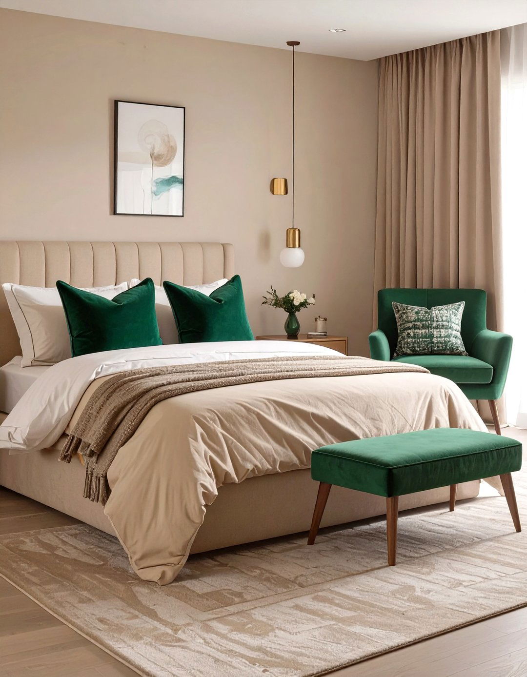 A Beige Bedroom with a Pop of Color - 30 modern beige bedroom ideas