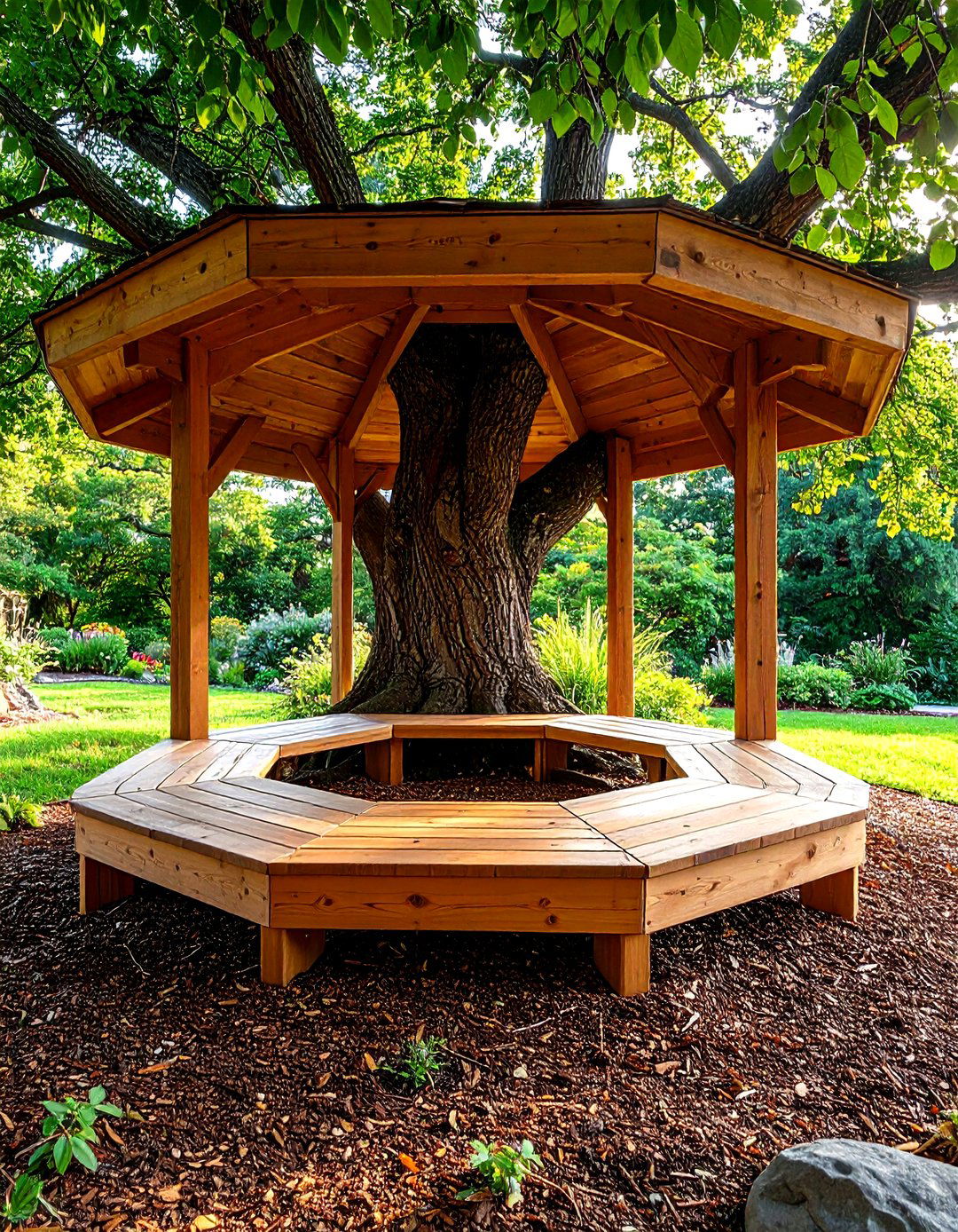 A Bench Encirclement for a Reading Nook - 30 landscaping ideas around tree roots