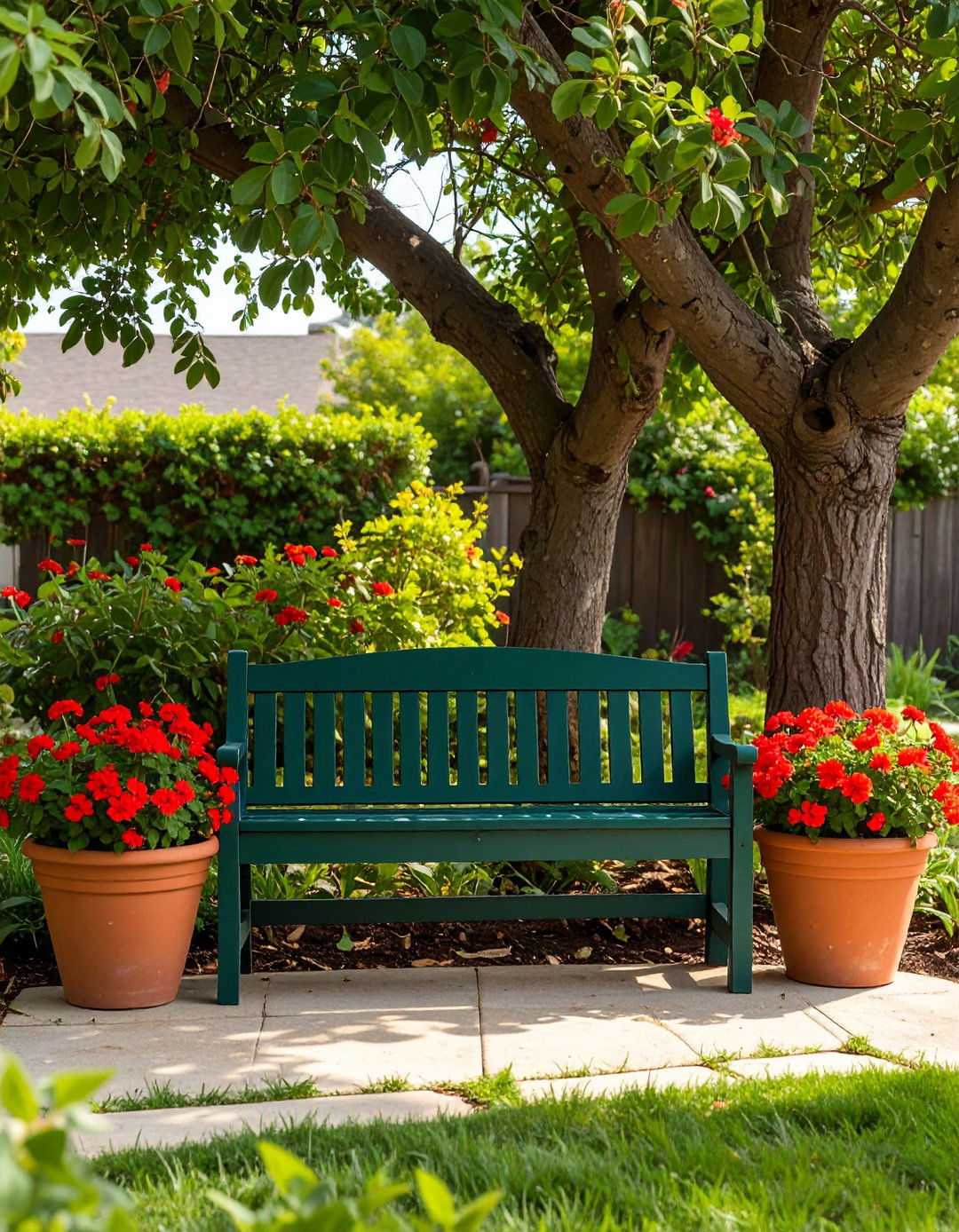 A Bench as a Welcoming Focal Point - 30 budget cheap simple front yard landscaping ideas