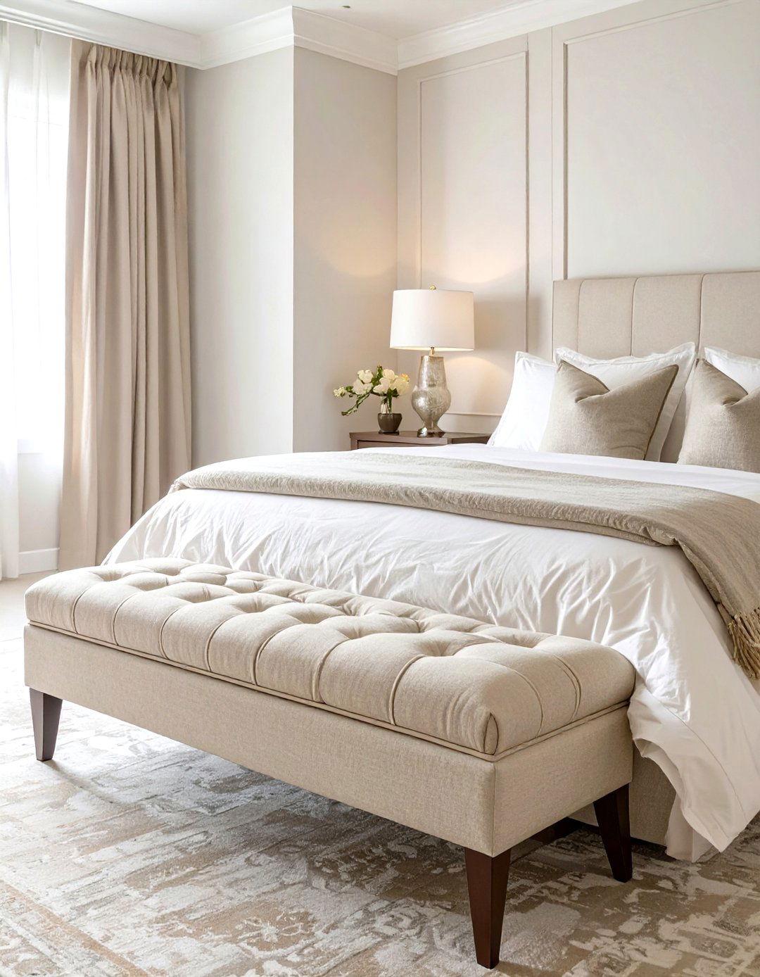 A Bench at the Foot of the Bed - 30 simple bedroom ideas