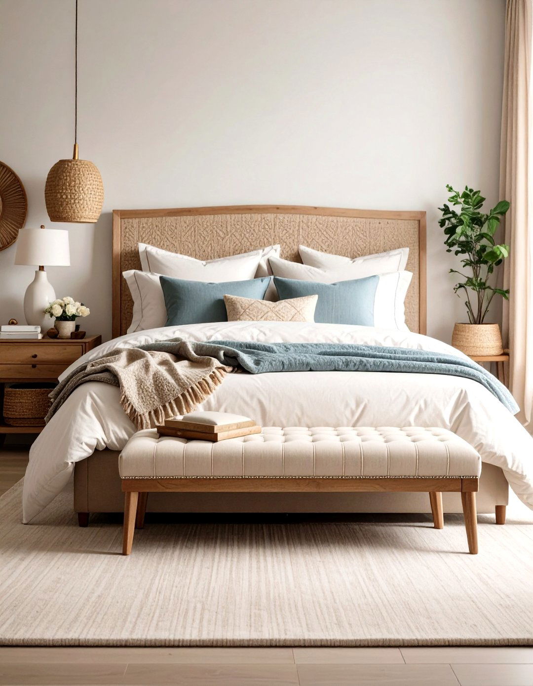 A Bench at the Foot of the Bed - 30 pottery barn bedroom ideas