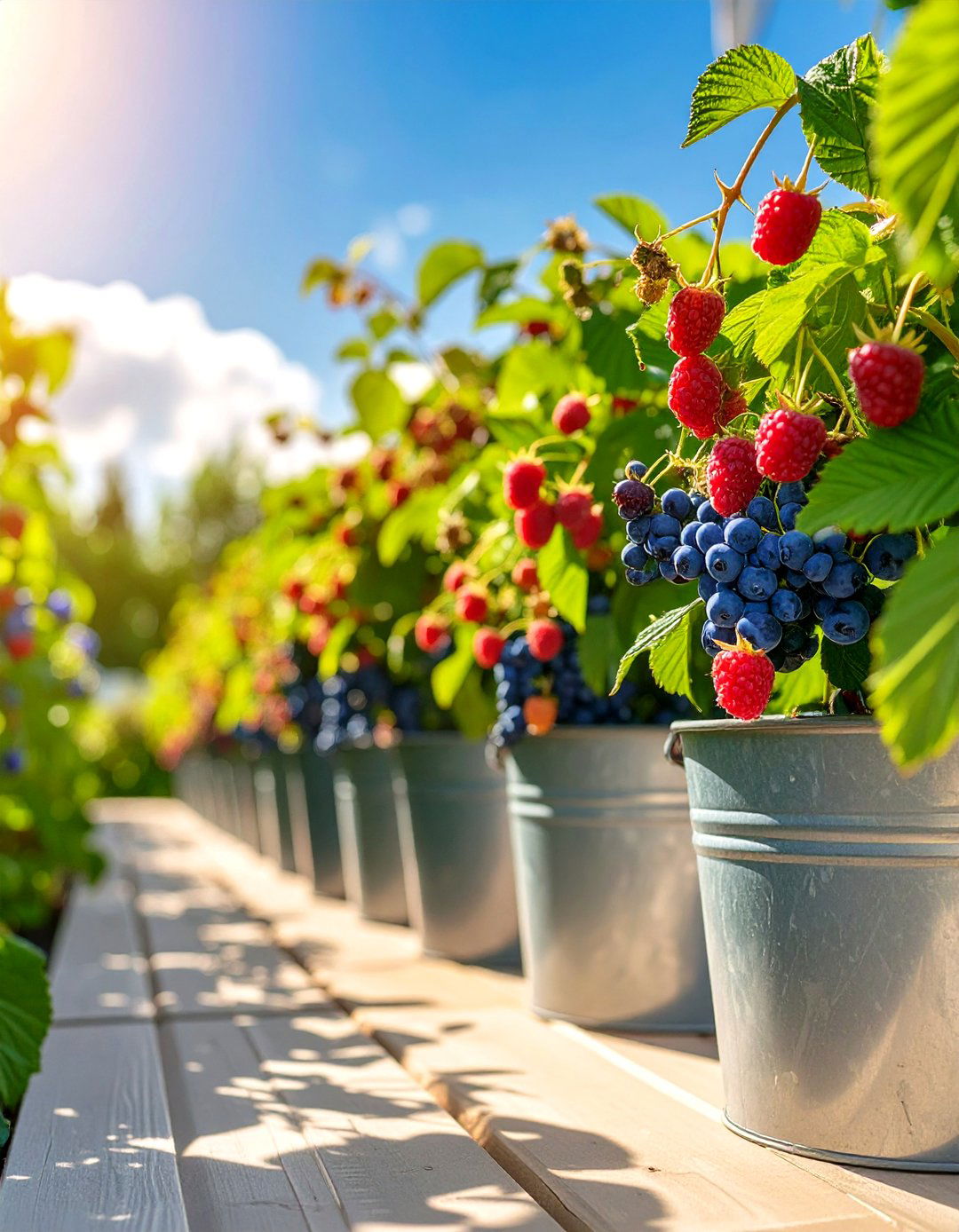 A Berry Bush Bucket Orchard - 30 bucket garden ideas