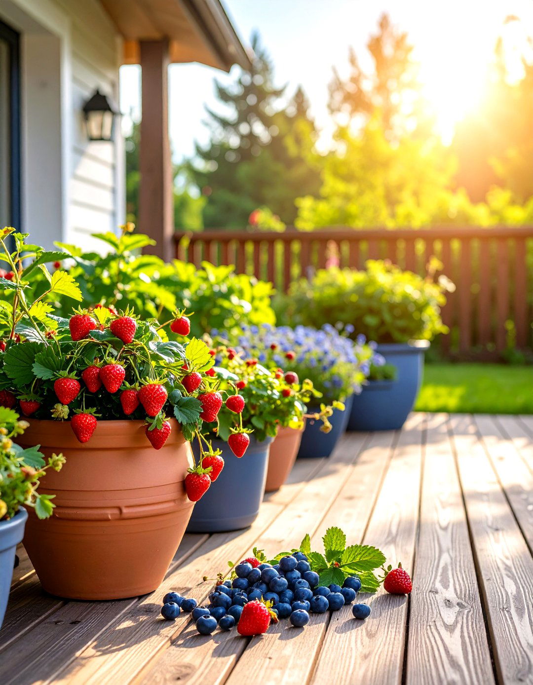 A Berry Patch in Containers for a Patio Garden - 30 patio garden ideas