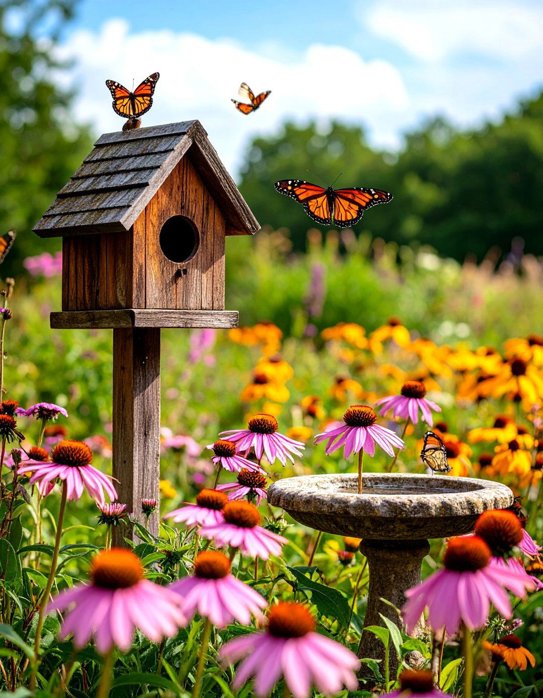 A Bird and Butterfly Sanctuary Garden - 30 farmhouse landscaping ideas